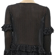 All Saints Ruffle Embroidered Blouse Top S