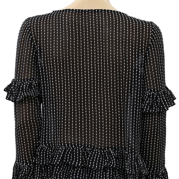 All Saints Ruffle Embroidered Blouse Top S