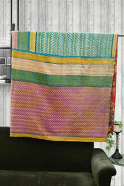 White Chocolate Handmade Kantha Throw Quilt Floor Area Rug Mat