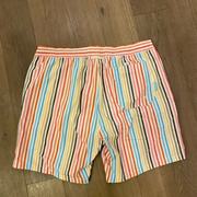 Bonobos Riviera Recycled Rainbow Stripe Print Swim Trunks Shorts XXL
