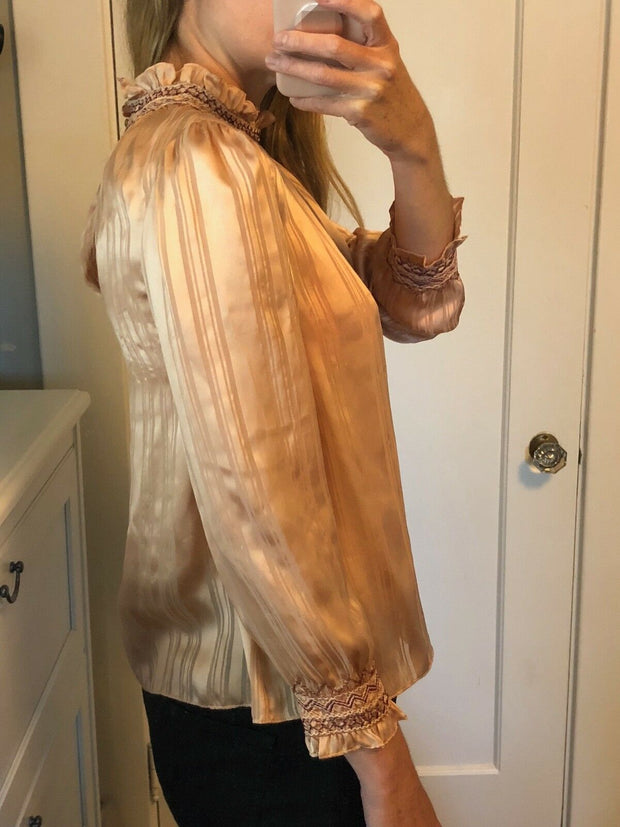 Ulla Johnson Geri 刺绣真丝衬衫上衣 S 全新带标签