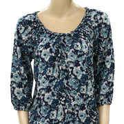Lucky Brand Printed Braided Vintage Boho Blouse Top S