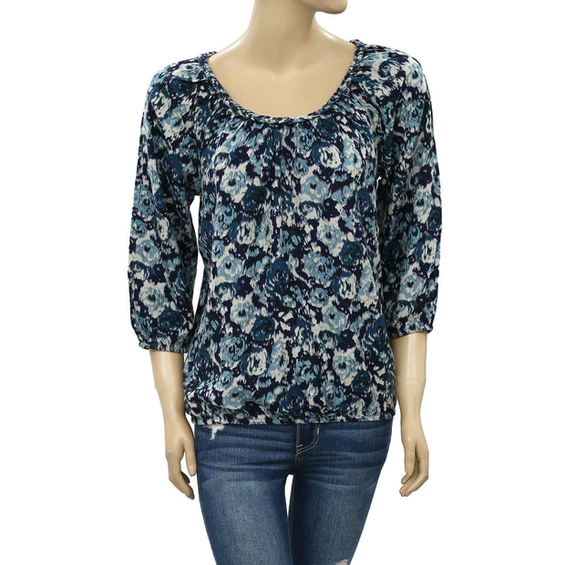 Lucky Brand Printed Braided Vintage Boho Blouse Top S