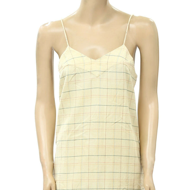 Free People Plaid Printed Cami Slip Midi Dress S