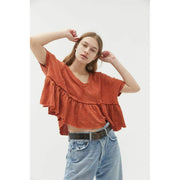 Urban Outfitters Demi Ruffle Cropped Tee Top S