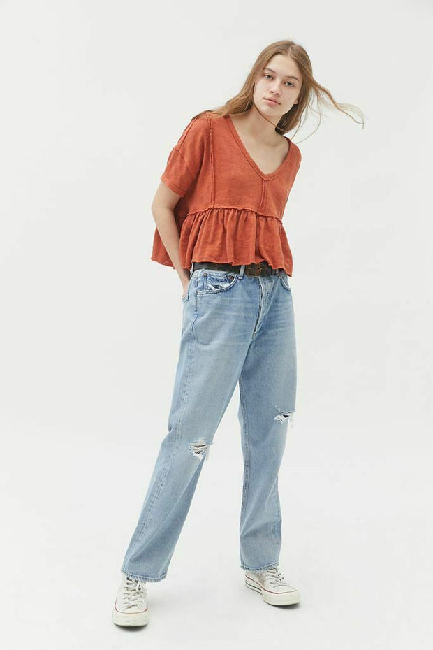 Urban Outfitters Demi Ruffle Cropped Tee Top S