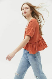Urban Outfitters Demi Ruffle Cropped Tee Top S