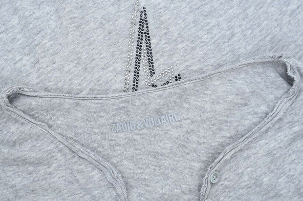 Zadig & Voltaire Tunisien Flashlight Beaded Blouse T-Shirt Top