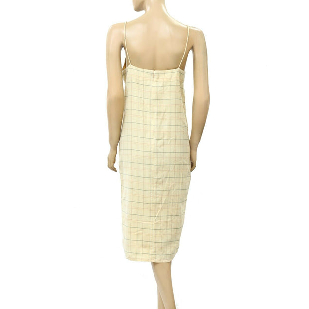 Free People Plaid Printed Cami Slip Midi Dress S
