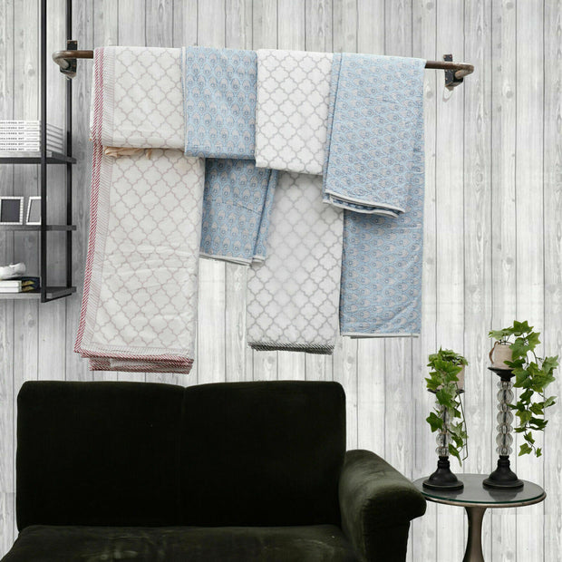 White Chocolate Handmade Block Print Quilt Coverlet Organic