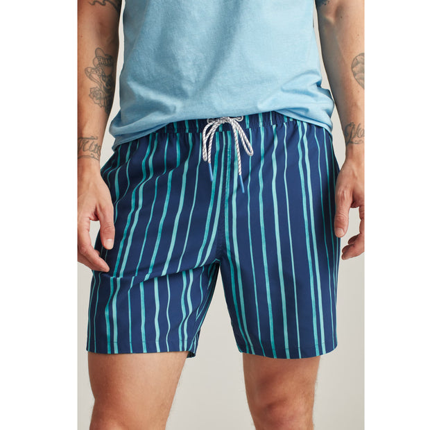 Bonobos Riviera Recycled Swim Painted Teal Stripes Trunks Shorts