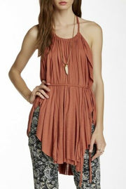Free People Double Dutch Flared Cutout Rust Tunic Top Small S