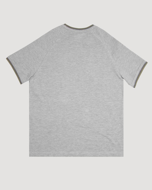 Larsson & Co Grey Melange Rib Solid Men's T-Shirt XL