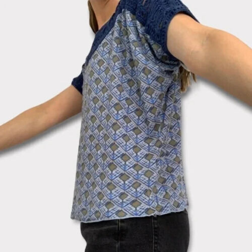 Free People 印花钩针和服衬衫上衣 S