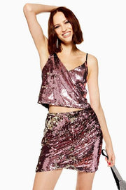 Topshop Sequin Drape Pensil Mini Skirt S6
