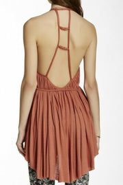 Free People Double Dutch Flared Cutout Rust Tunic Top Small S