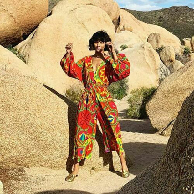 Rhode Resort Blake Printed Wide Leg Jumpsuit Dress