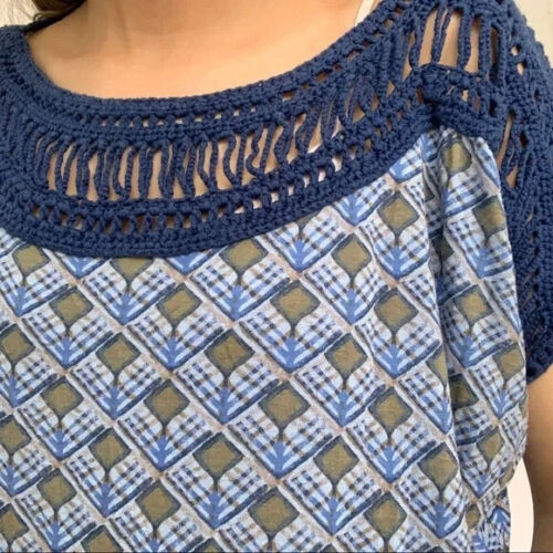 Free People 印花钩针和服衬衫上衣 S