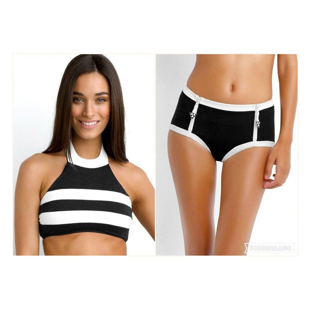Seafolly Block Party Bikini Tank Top & High Waist Pant 2 Pcs Set XS Aus-8