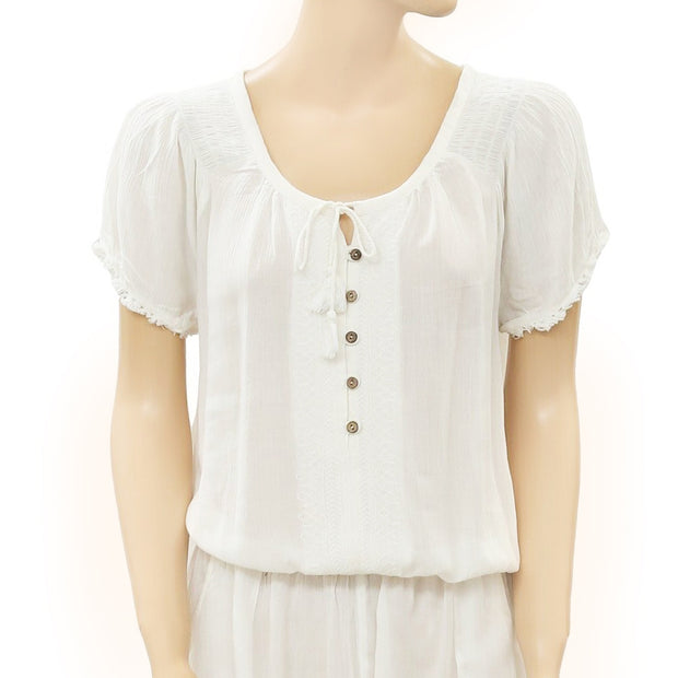Lilka Anthropologie Long Weekend Embroidered Romper S