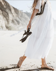FRYE x Anthropologie Pintuck Ivory Lace Midi Dress