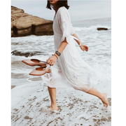 FRYE x Anthropologie Pintuck Ivory Lace Midi Dress