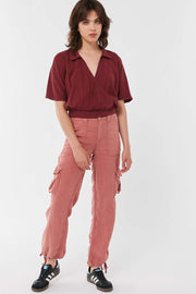Urban Outfitters Natural Surplice Collared Cropped Top M