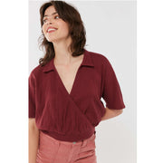 Urban Outfitters Natural Surplice Collared Cropped Top M