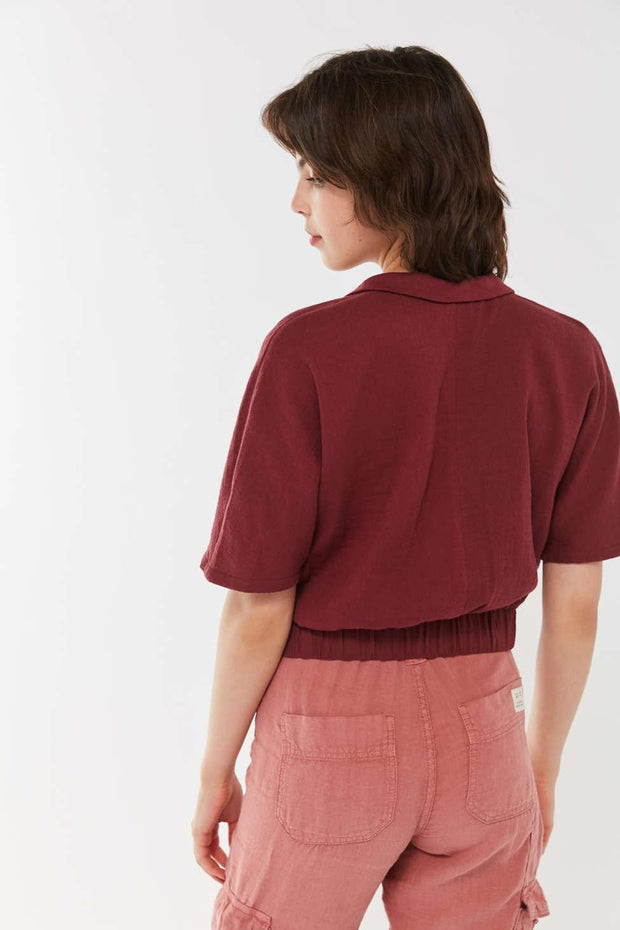 Urban Outfitters Natural Surplice Collared Cropped Top M