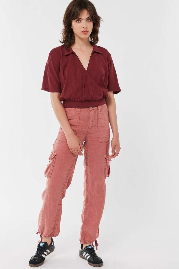 Urban Outfitters Natural Surplice Collared Cropped Top M