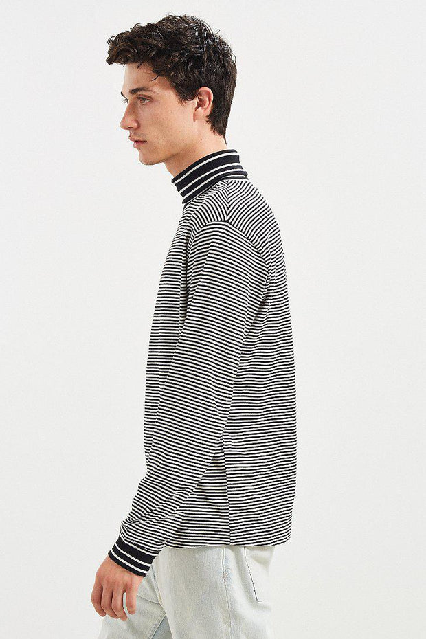 Urban Outfitters Men's Striped Turtleneck Long Sleeve Shirt