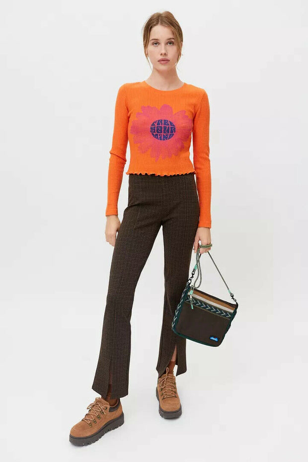 Urban Outfitters UO Shawni Free Your Mind Thermal Tee Cropped Top