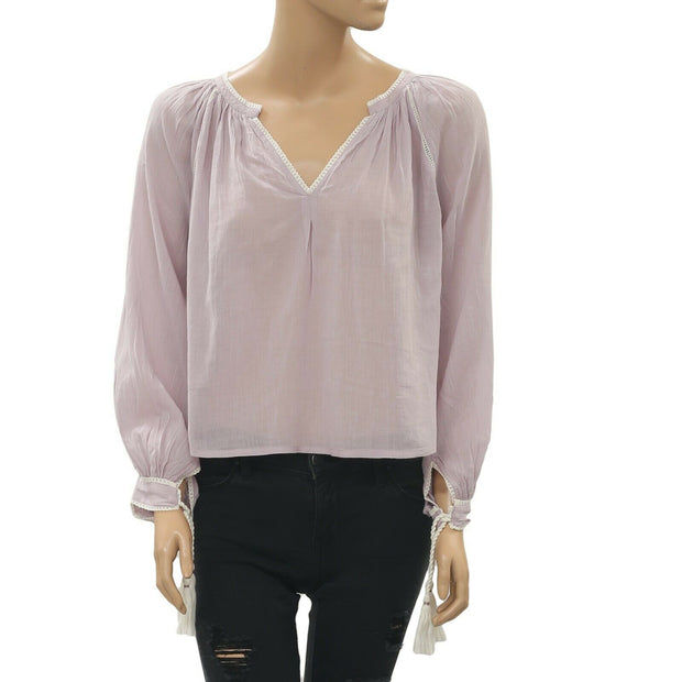 Urban Outfitters UO Wild Horses 蕾丝领结紫色衬衫上衣