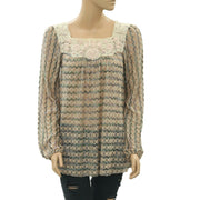 Free People FP New Romantics Beaded Crochet Tunic Top S